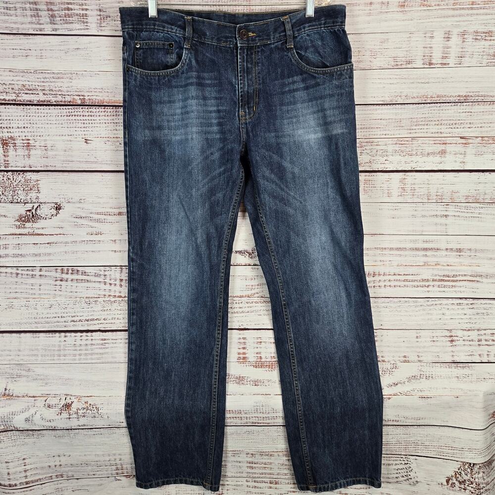 Aviator Jeans Men's Dark Wash 40 Straight Leg Fade Denim Gorpcore Measure 38X32